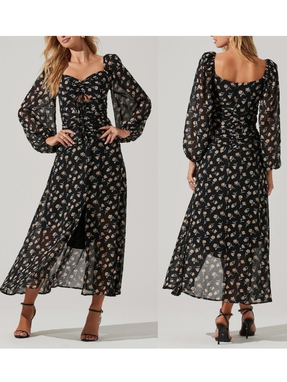 ASTR the Label Long Sleeve Sweetheart Neck Maxi Dress Autumn wedding guest dress
